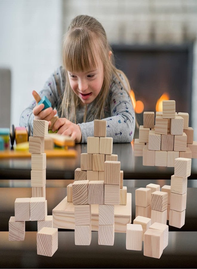 GIFT EQUALS LOVE Wooden Building Blocks Cubes with Tray for Crafts DIY Project Montessori Toy Set of 50 Cubes & 2 Trays 3CM*3CM for Kids (50 PCS Set) - Image 5